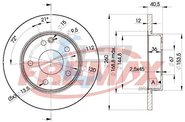 Fremax Front Disc Rotors for Mercedes Benz A140 W168 1.4 1.6 00-04 Solid