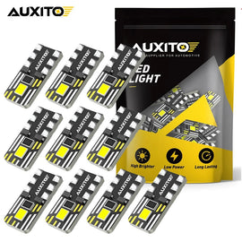 AUXITO 10X T10 6-LED White Car Interior Light Parker Bulb Wedge Globe 6500K 12V