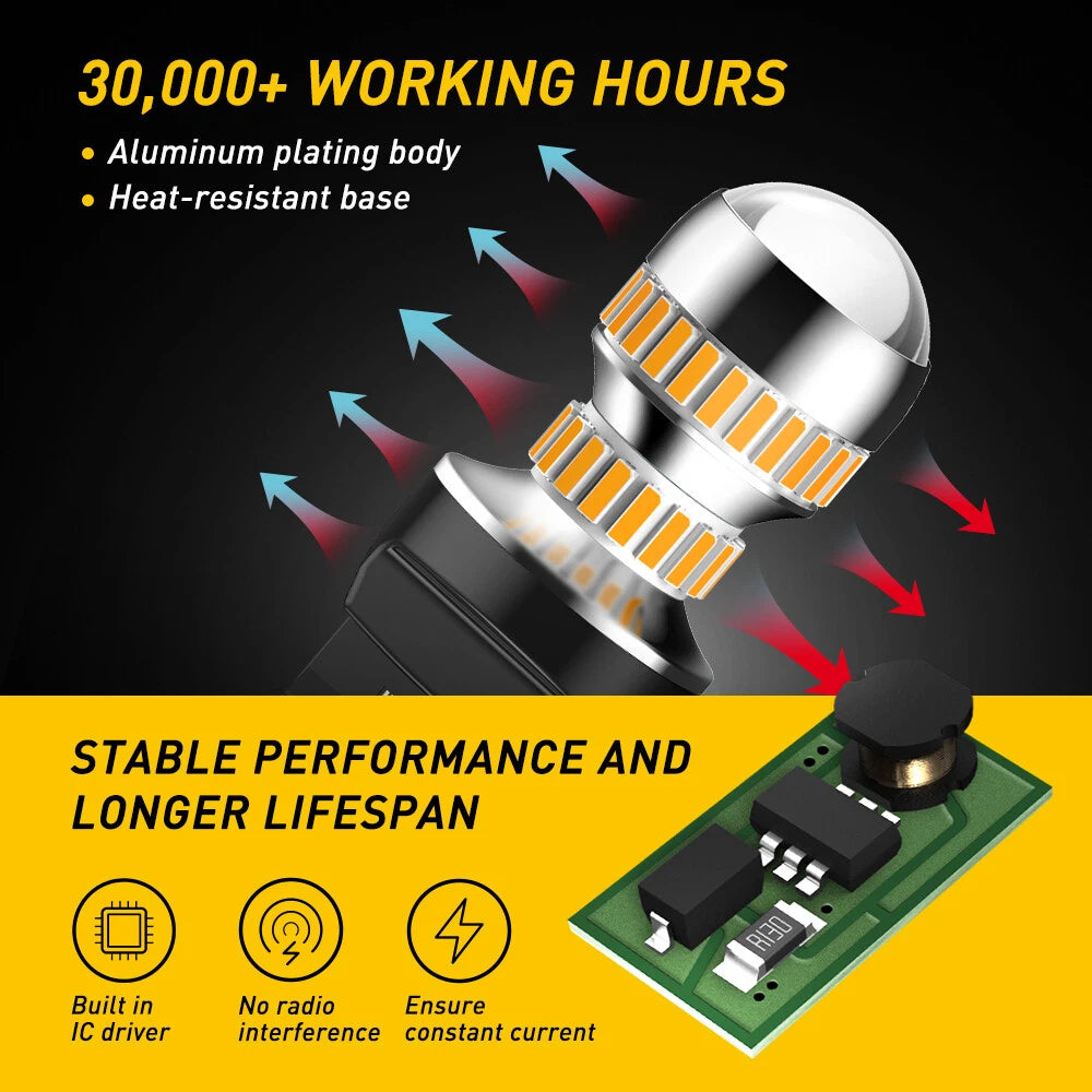 2PCS AUXITO Car LED Light Bulb Truck T20 7440 7443 Turn Signal Light Canbus Free