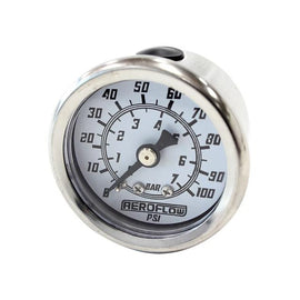Aeroflow 1-1/2 0-100 PSI Pressure Gauge White Face Black Pointer