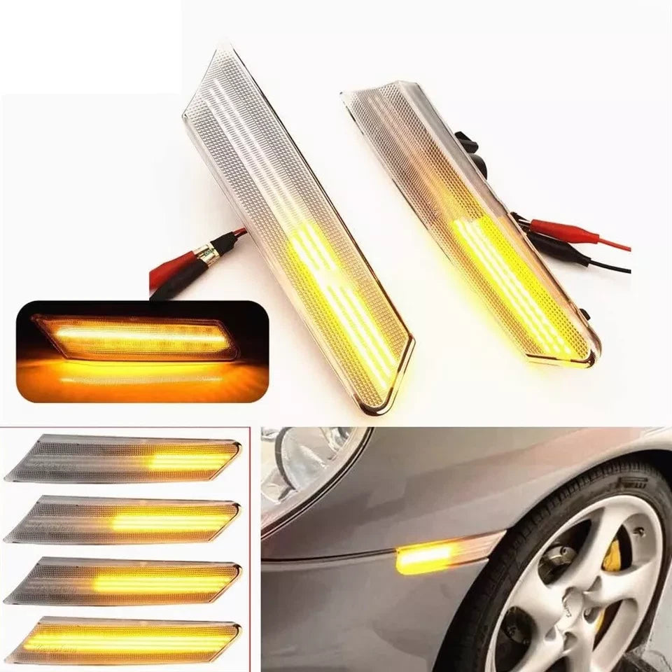2X Amber Dynamic LED Side Marker Repeaters Lights For Porsche 911 996 2005-2012