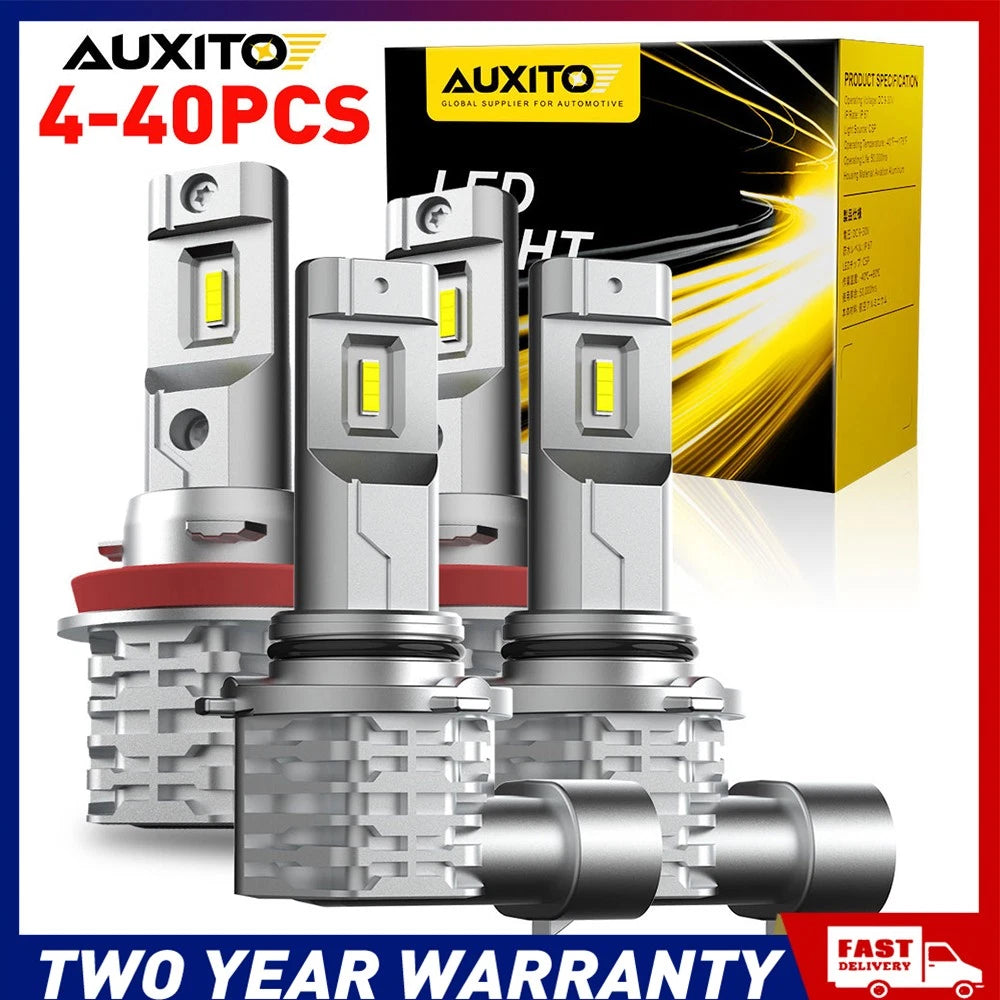 4-40x 9005 HB3H8 H9 H11 LED Headlight Bulbs Kit Hi Low Beam 6500k White A