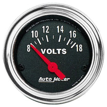 Load image into Gallery viewer, Autometer Trad Chrome 2-1/16in Voltmeter 8-18V Short Sweep Electric AU2592