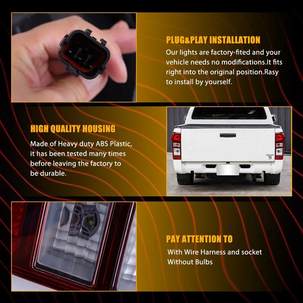 2X For ISUZU D-MAX DMAX 2012-2016 W/ Wire Harness L+R Hand Tail Light Rear Lamp