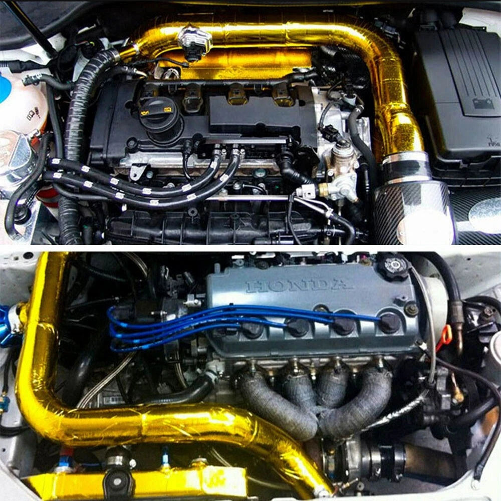 10M 5cm Wrap Gold Shield Car Tape Intake Turbo Engine Pipe Reflective Insulation