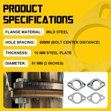 Load image into Gallery viewer, UNIVERSAL EXHAUST FLANGE PLATE GASKET KIT 2" 51MM 4 BOLT 304 STAINLESS STEEL SET