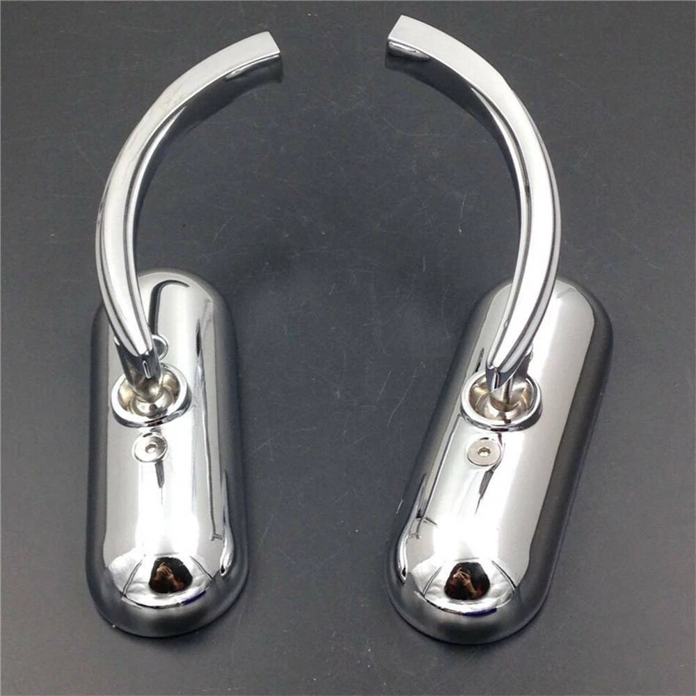2x Chrome Motorcycle Mini Oval Rearview Mirrors For Harley Softail FXST FXR FXD