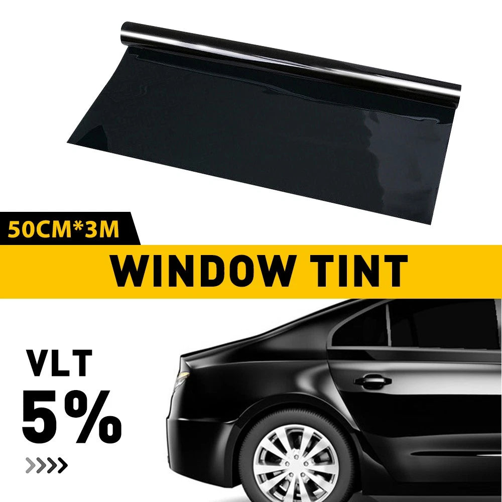 UV Resistance Black Tint Window Roll Film VLT 5% Car Home 50cmX3m Tinting Tools