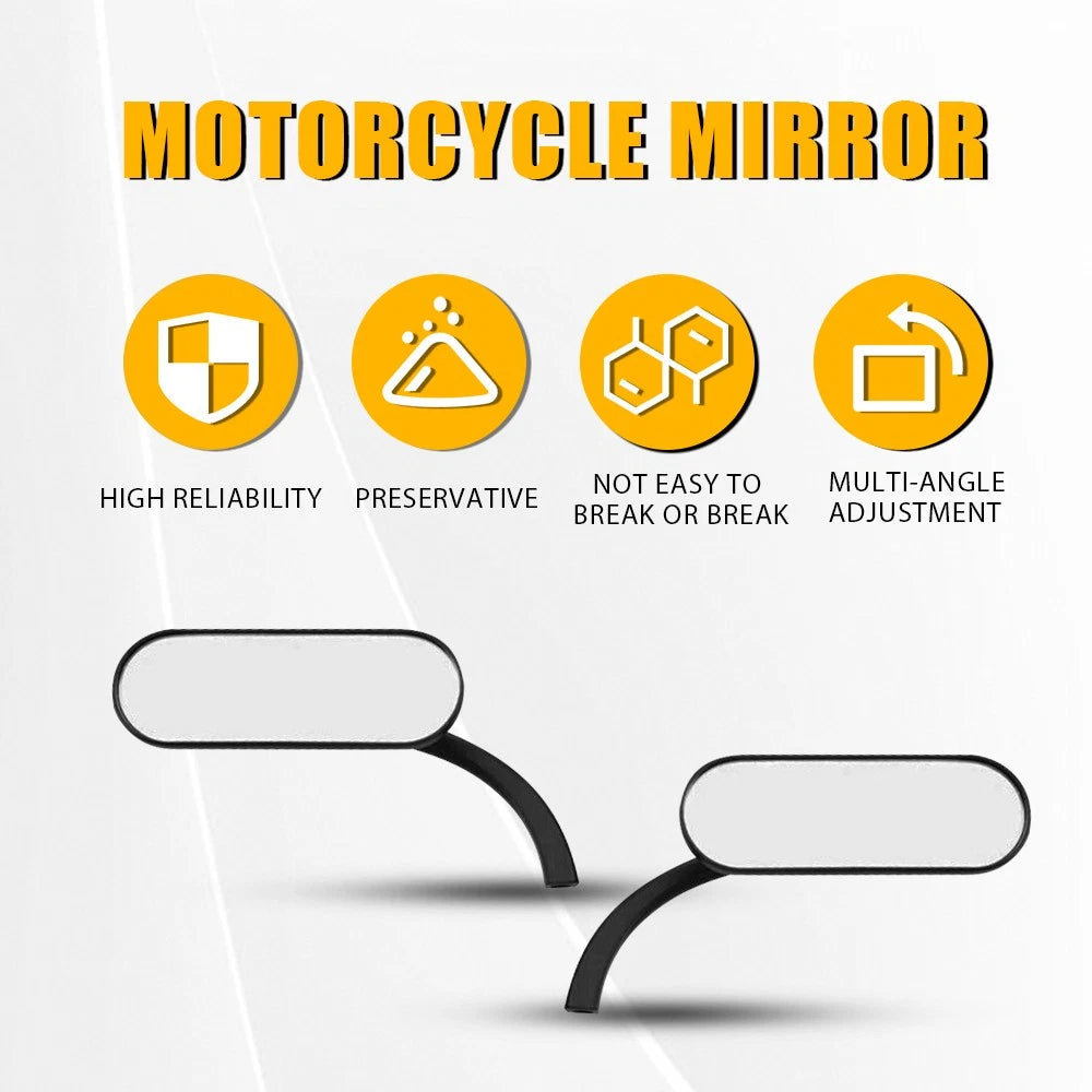 For Motorcycle Bike Chopper Cruiser Bobber Oval Mini Mirror Black 10mm 8mm Bolt.