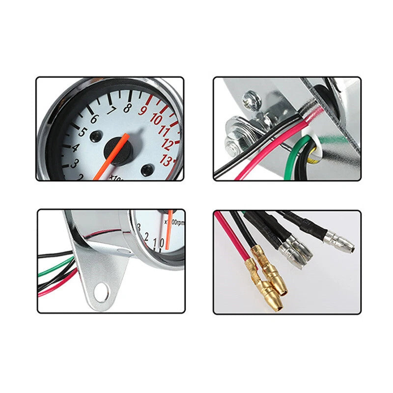 12V Motorcycle LED Speedometer Meter Tachometer Odometer Tach Gauge 0-13000 RPM