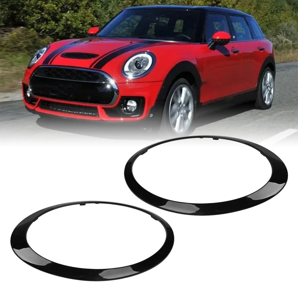 Pair Gloss Black Headlight Trim Ring Fit For MINI Clubman F54 2014-2019 15 16 S