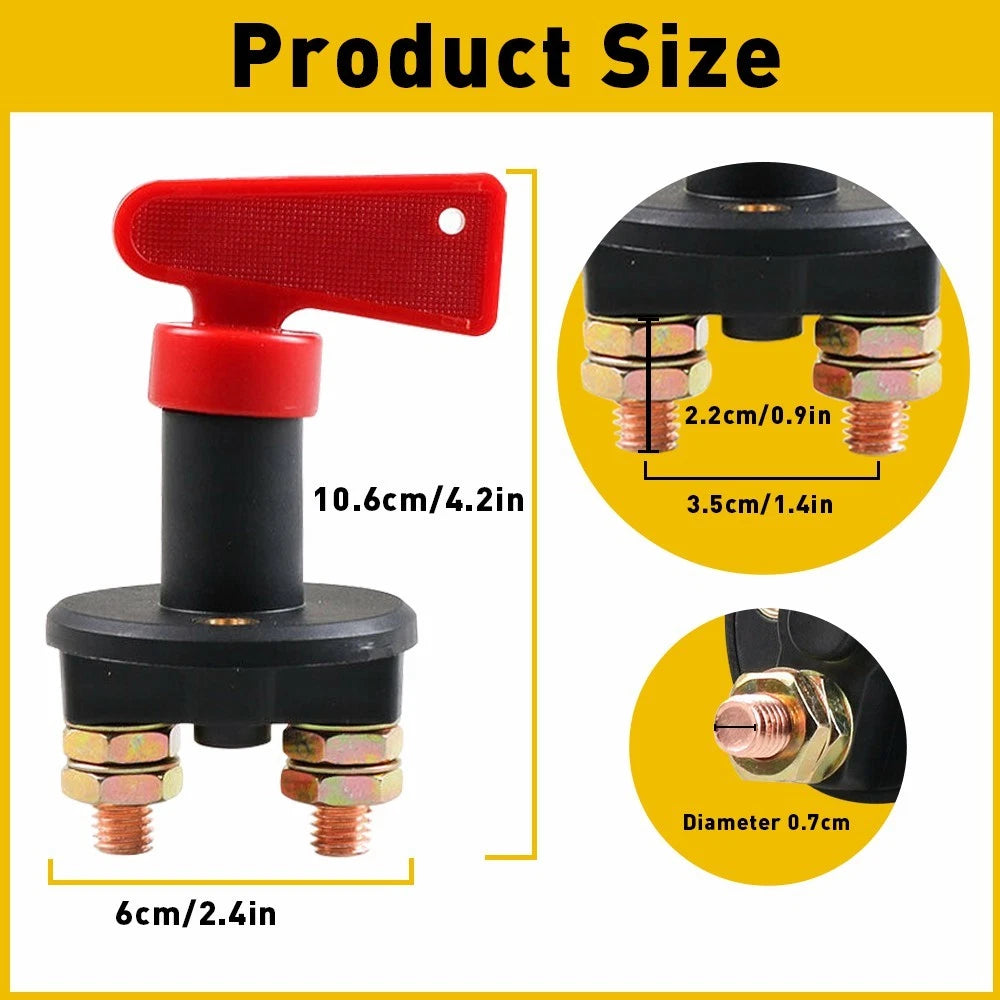 1Pcs 12V 24V Disconnect Battery Isolator Cut Off Kill Switch Key Car Marine AU