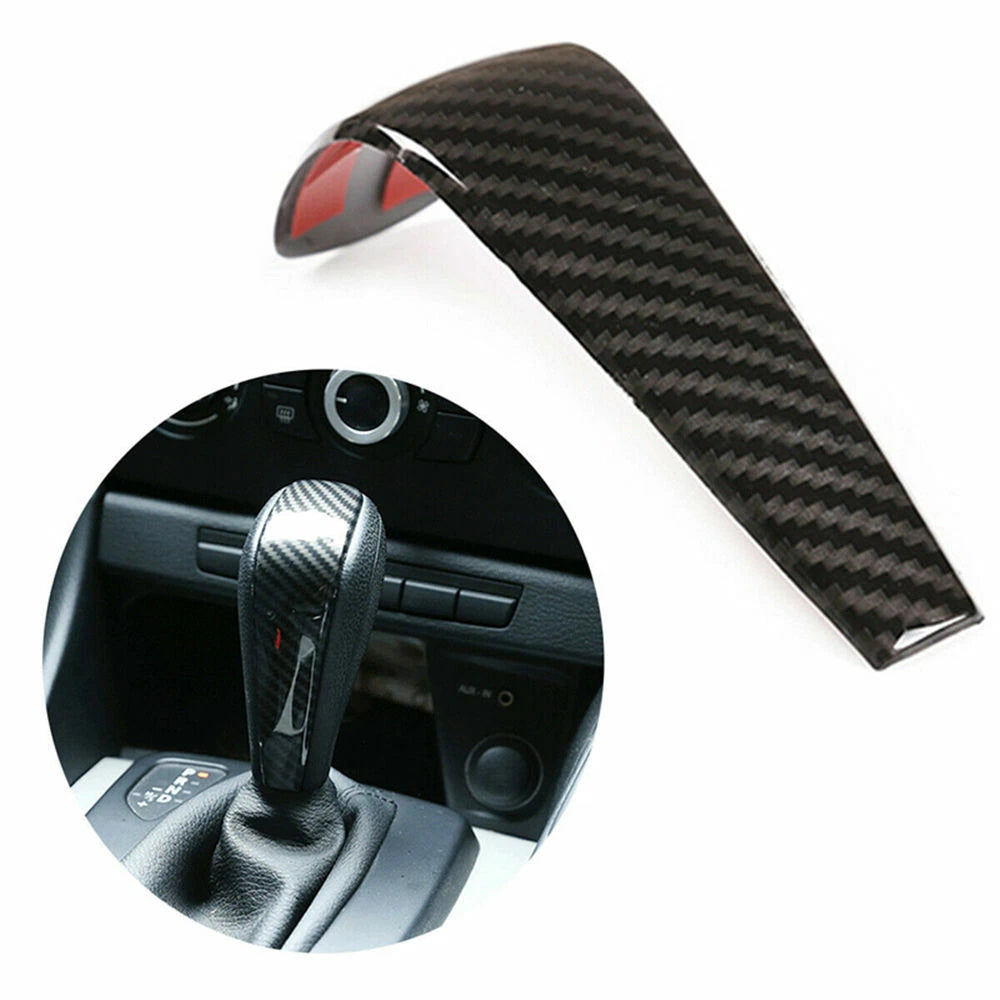ABS Carbon Fiber Look Gear Shift Knob Head Cover For BMW 3Series E90 E91 E92 E93