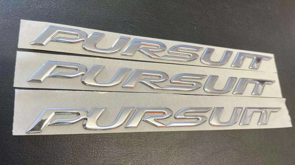 3x Chrome Finished Pursuit Badge Decals for Ford BA BF Side Skirt and Tailgate