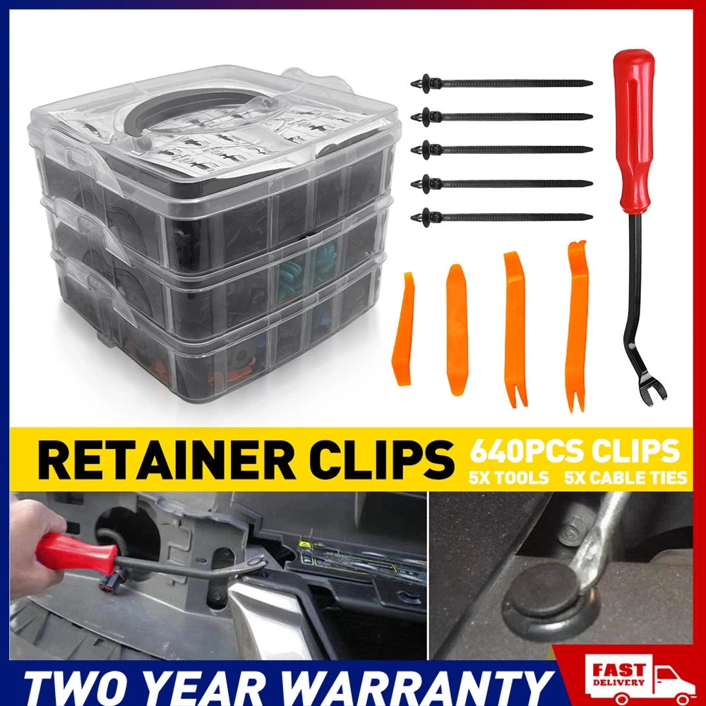 650 PCS Car Body Trim Clips Retainer Bumper Auto Panel Push Plastic Fastener Kit