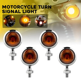 4x Motorcycle Indicators Bullet Turn Signal Lights Amber Blinkers Chrome Lamp AU