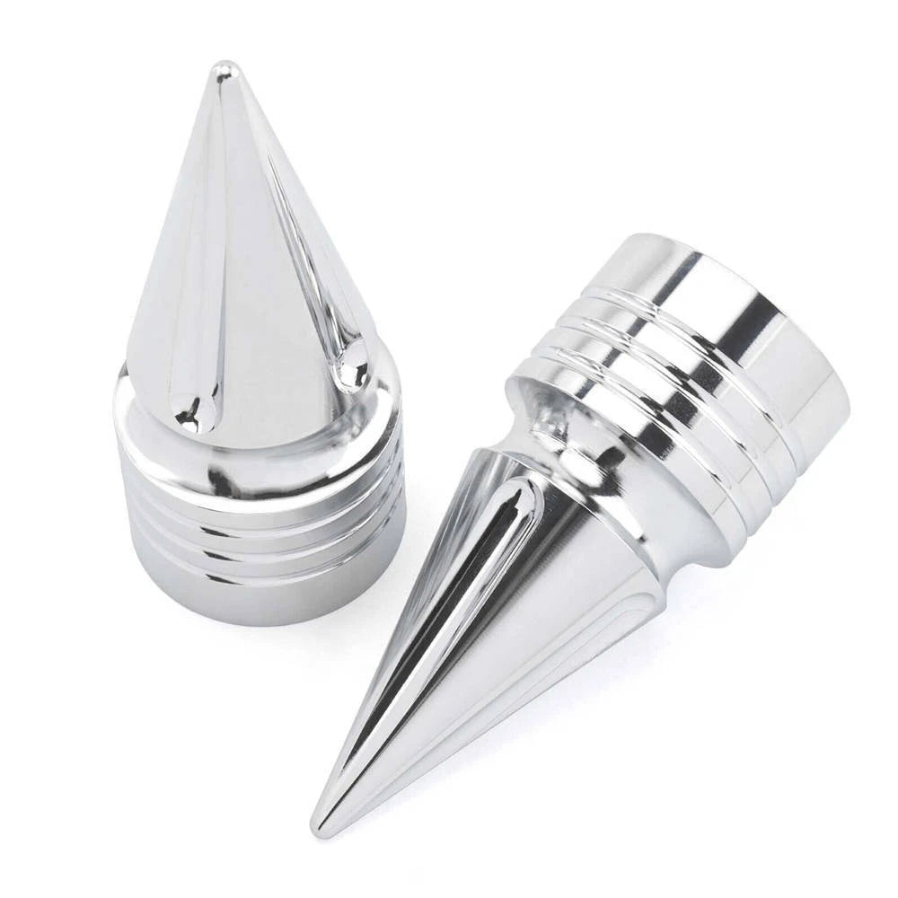 Chrome Spike Front Axle Cap Nut Covers Fit For Harley Dyna Softail Touring VRSC