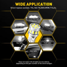 Load image into Gallery viewer, 2X T10 18smd 194 168 Light Bulb Wedge Tail Plate Parker 3014 Interior Globe Dash