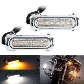 Chrome Motorcycle Crash Bar Light Kit Clear Lens for Harley with 32mm Bars ST