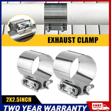 Load image into Gallery viewer, 2X 2.5in Butt Joint Exhaust Clamps Exhaust Pipe Muffler Clamp Band T304 Car