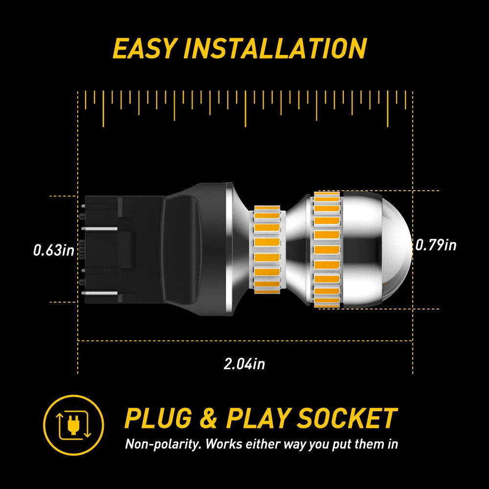 2PCS AUXITO Car LED Light Bulb Truck T20 7440 7443 Turn Signal Light Canbus Free