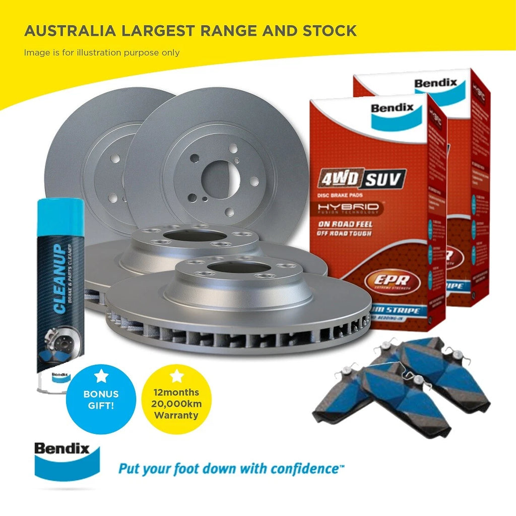 Full Set F+R Bendix 4WD Brake Pads + Disc Rotors for Nissan Patrol Y61 GU 4.8L