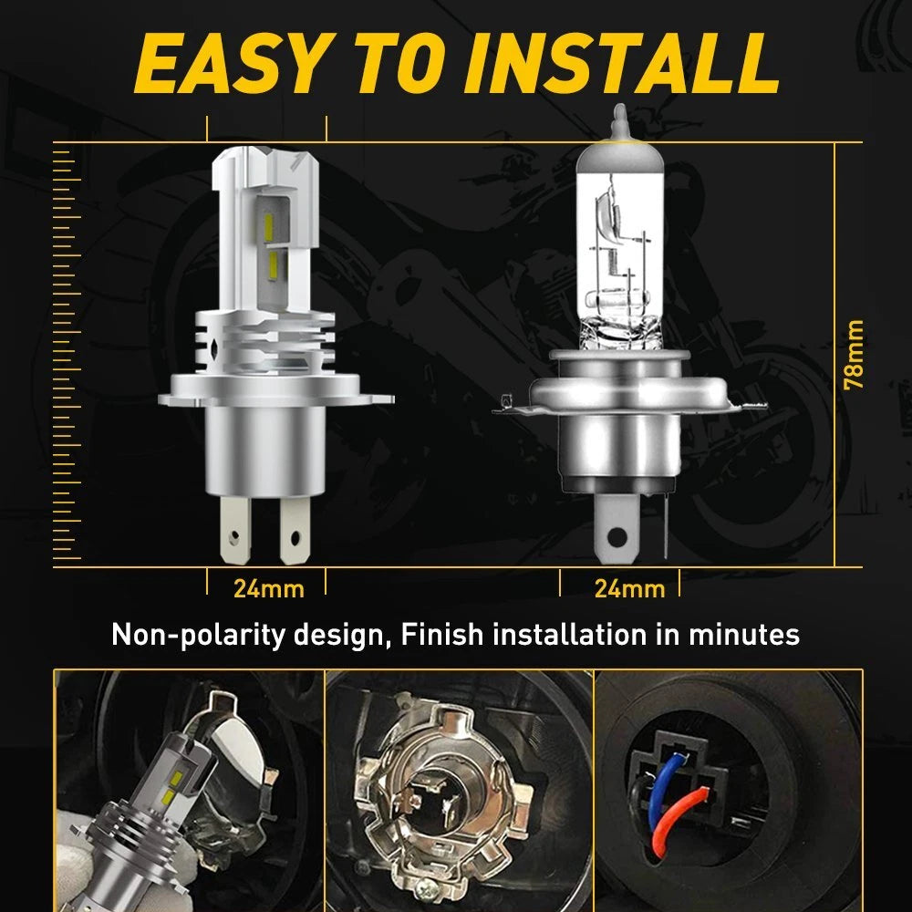 H4 HB2 HS1 LED Headlight Globe 6500K Hi/Low Bulbs ATV Beam Motorcycle UTV Lamp