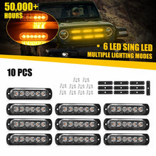 Load image into Gallery viewer, 10x Amber 6 LED Warning Light Truck Car Emergency Strobe Light Flashing Beacon