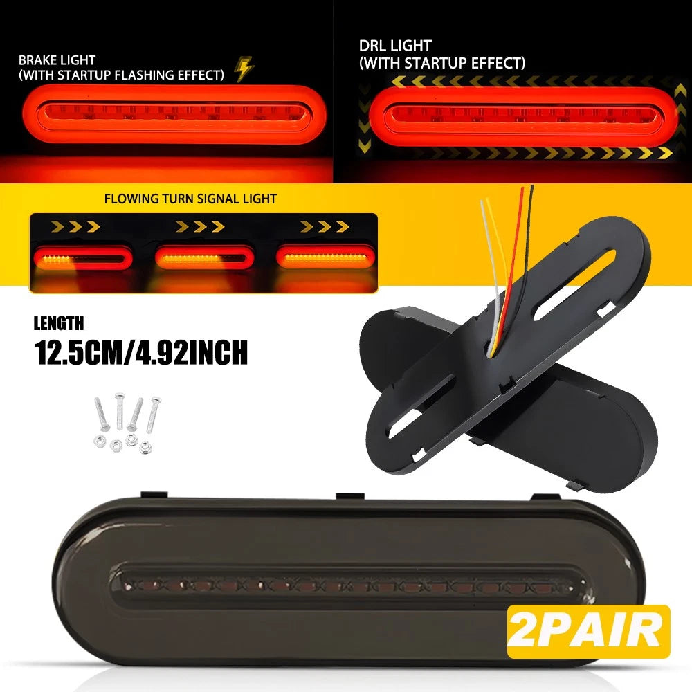 4X Trailer tail lights 5" LED Stop Tail Lights Kit Submersible Boat Truck Lamp