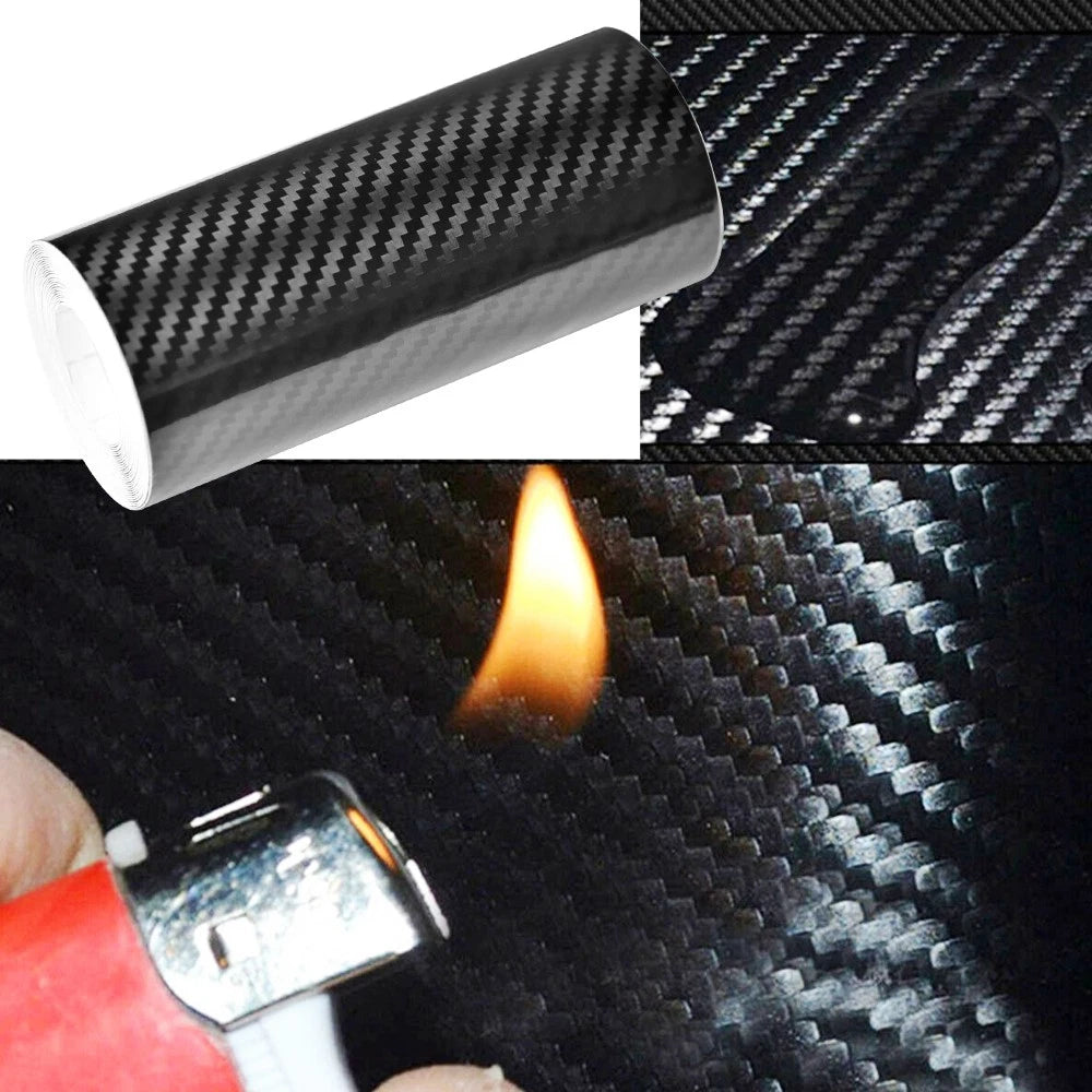7D High Black Gloss Carbon Fibre Fiber Vinyl Car Bubble Wrap Air Release Film AU