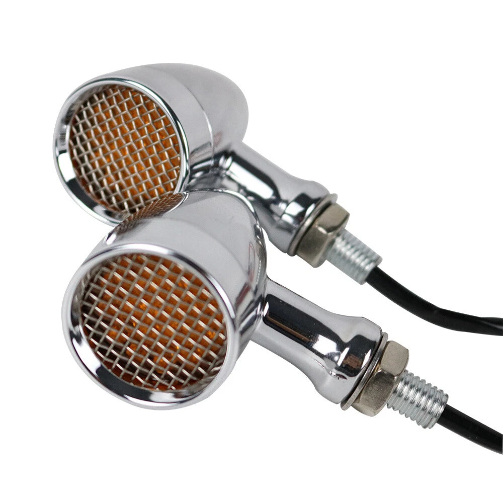 2x Motorcycle Bullet Indicator Turn Signal Lights For Harley Chopper Cafe Racer