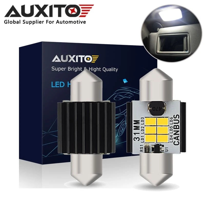 AUXITO 31MM Festoon Interior LED Car Light Plate Number Bulb Globe Xenon White