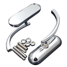 Load image into Gallery viewer, 2x Chrome Motorcycle Mini Oval Rearview Mirrors For Harley Softail FXST FXR FXD
