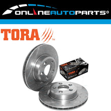 Load image into Gallery viewer, 2 Front Drilled Slotted Disc Rotors + Brake Pads for Territory TX TS TY 6/04on