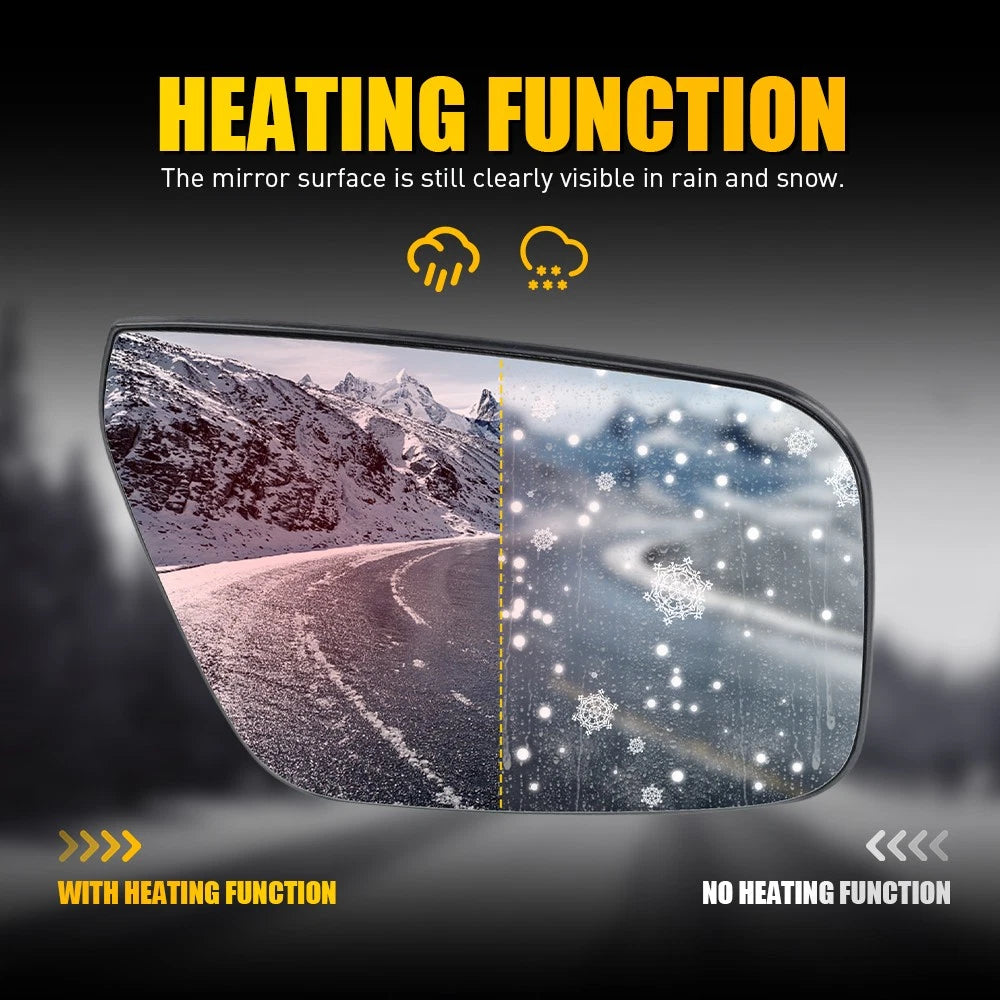 Premium Left Side Mirror Glass for Nissan Navara D40 2007-2015 [Heated] w/ Plate