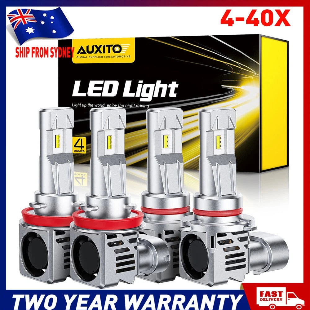 4-40x HB3 9005 H8 H9 H11 LED Headlight Globes High Beam 20000LM White AUXITO A