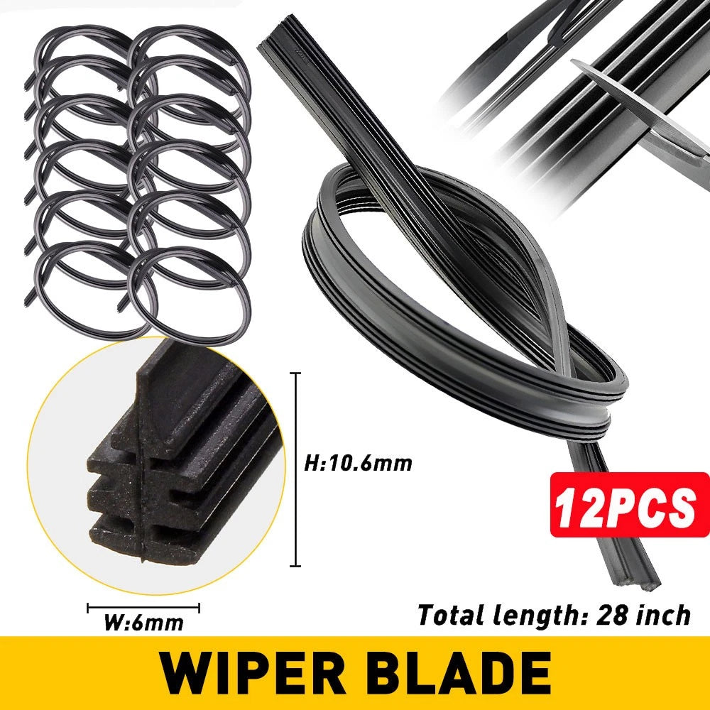12x 6 mm Wiper Blade Refill Car Univerasl Windshield Premium Strip Rubber 28"