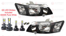 Load image into Gallery viewer, Black Headlights Pair + Full Set LED Globes For Holden Commodore VY SS SV6 SV8