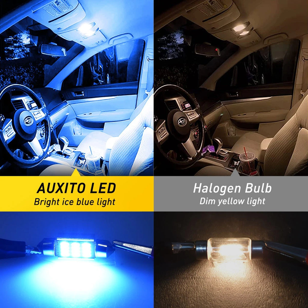 2x BLUE FESTOON LED INTERIOR DOME LIGHT MAP BULB GLOBE 12V CAR 4WD 36MM 12SMD