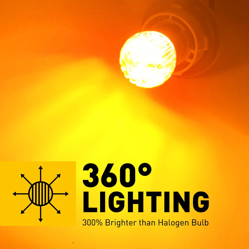 2X AUXITO BA15S 1156 P21W AMBER LED TURN SIGNAL INDICATOR CANBUS BULB GLOBE A