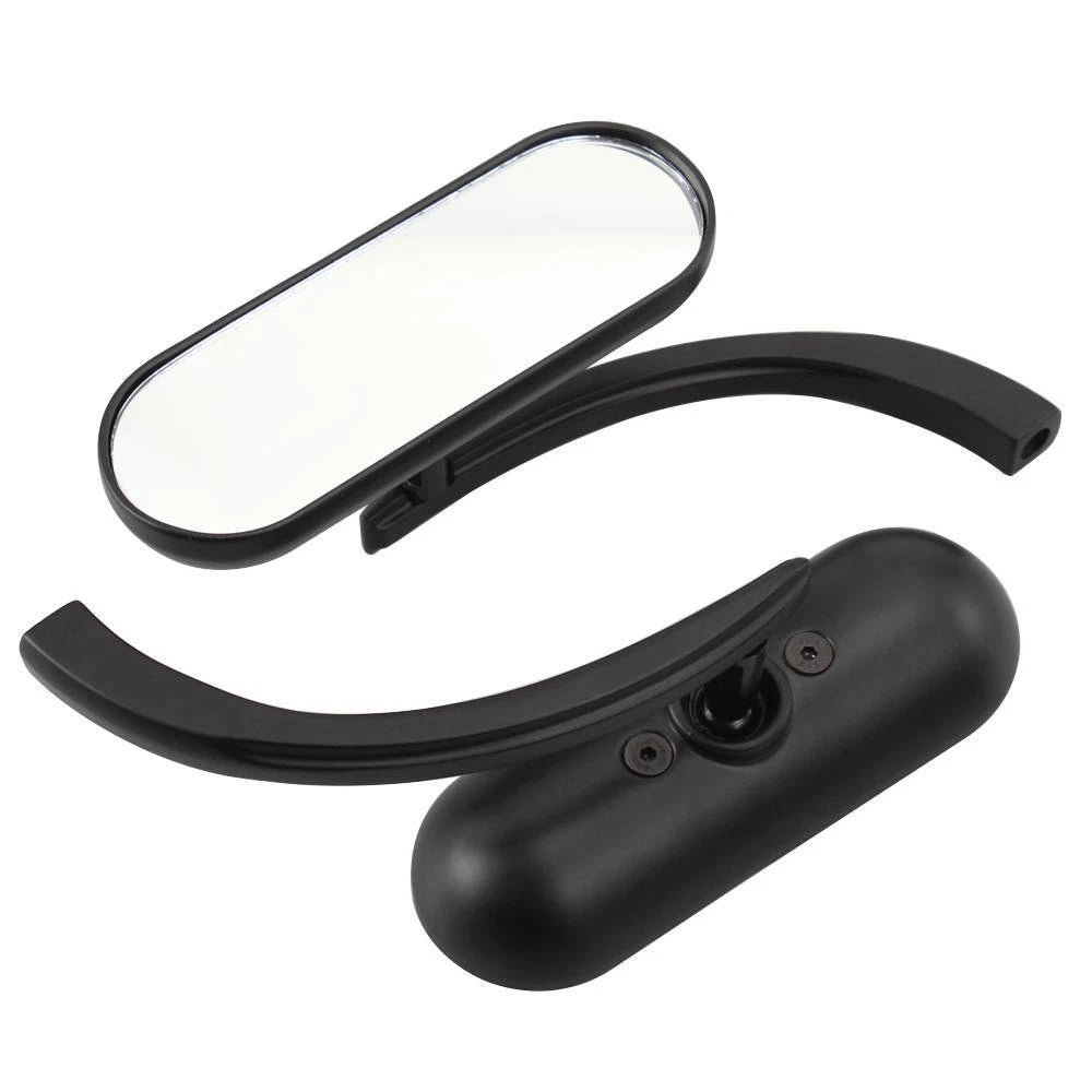 Black Motorcycle Mini Oval Rearview Mirrors for Harley Sportster Dyna Softail ST