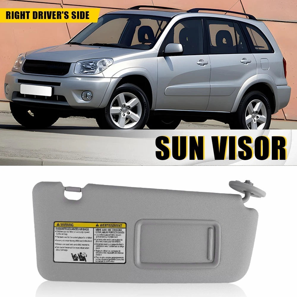 NEW SUN VISOR RH RIGHT DRIVER SIDE GREY & EXTENDED PAD For TOYOTA RAV4 2004-2005