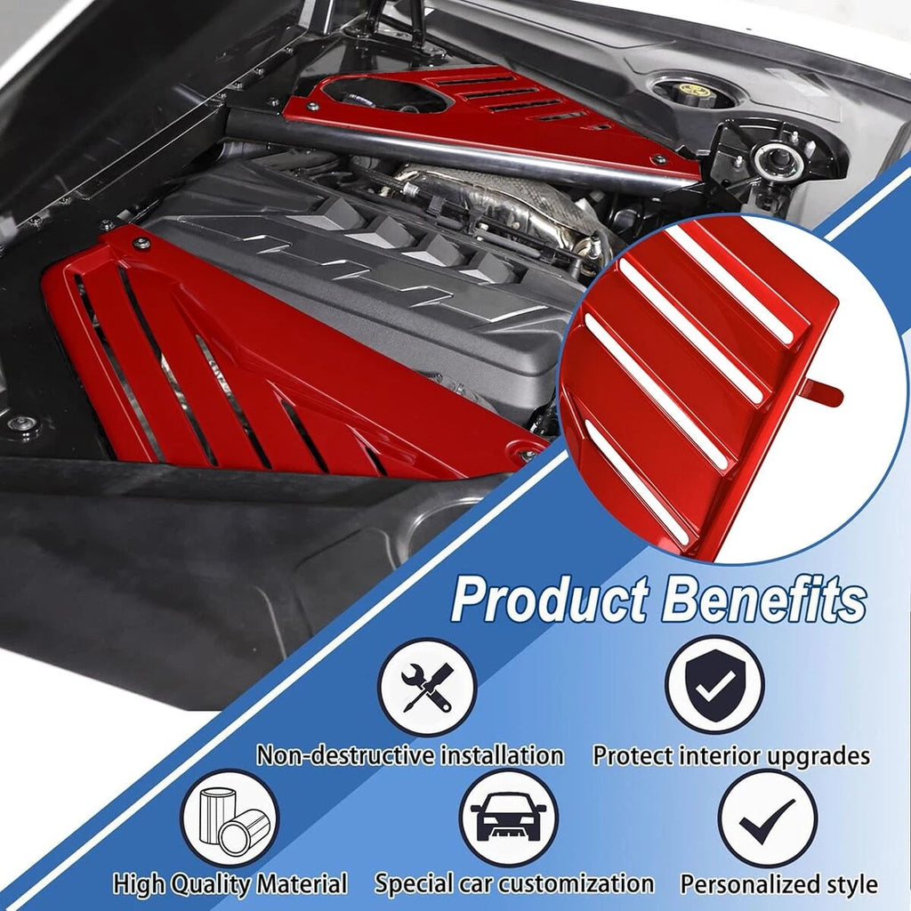 Red ABS Engine Bay Panel Cover for Chevrolet Corvette C8 Stingray 2020-2024 ST