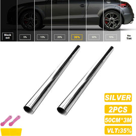 2pcs Window Tint Film Silver Roll VLT 35% Car Home 50cmX3m Tinting Tools Anti UV