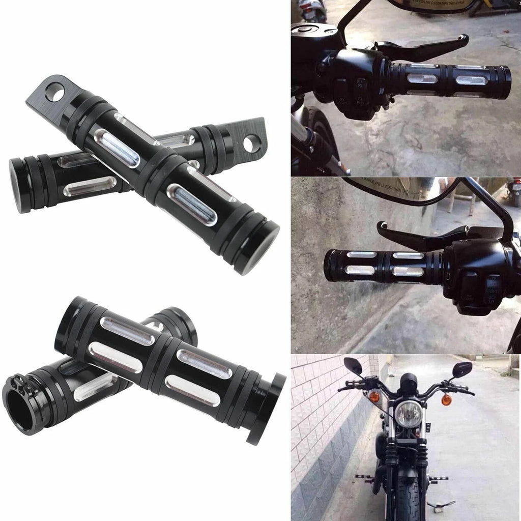 CNC Motorcycle Foot Pegs+1'' Handle Bar Grips For Harley Sportster XL883 1200 ST