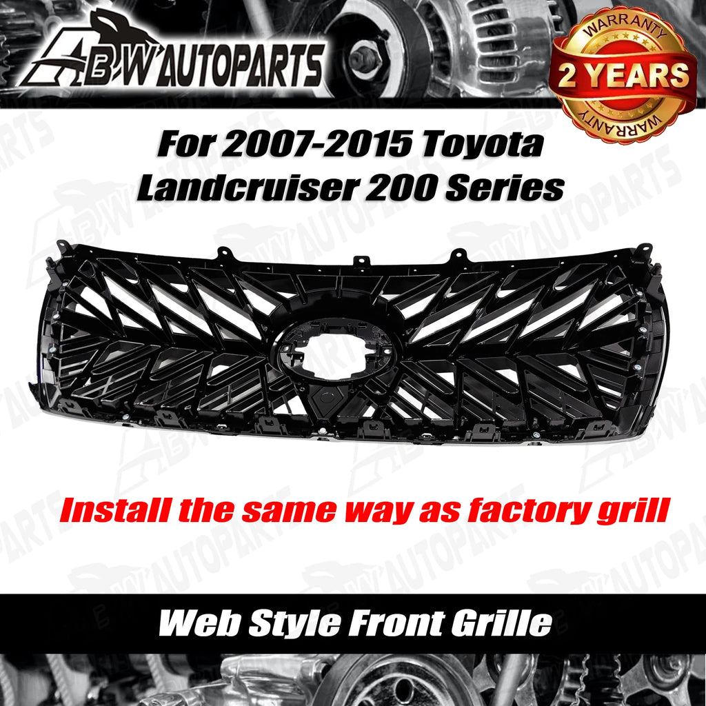 For 2007-2015 Toyota Landcruiser 200 Series Chrome Gloss black web Front Grille