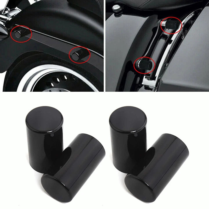 4X Black Long Docking Hardware Point Cover Kit For Harley Touring Softail Dyna
