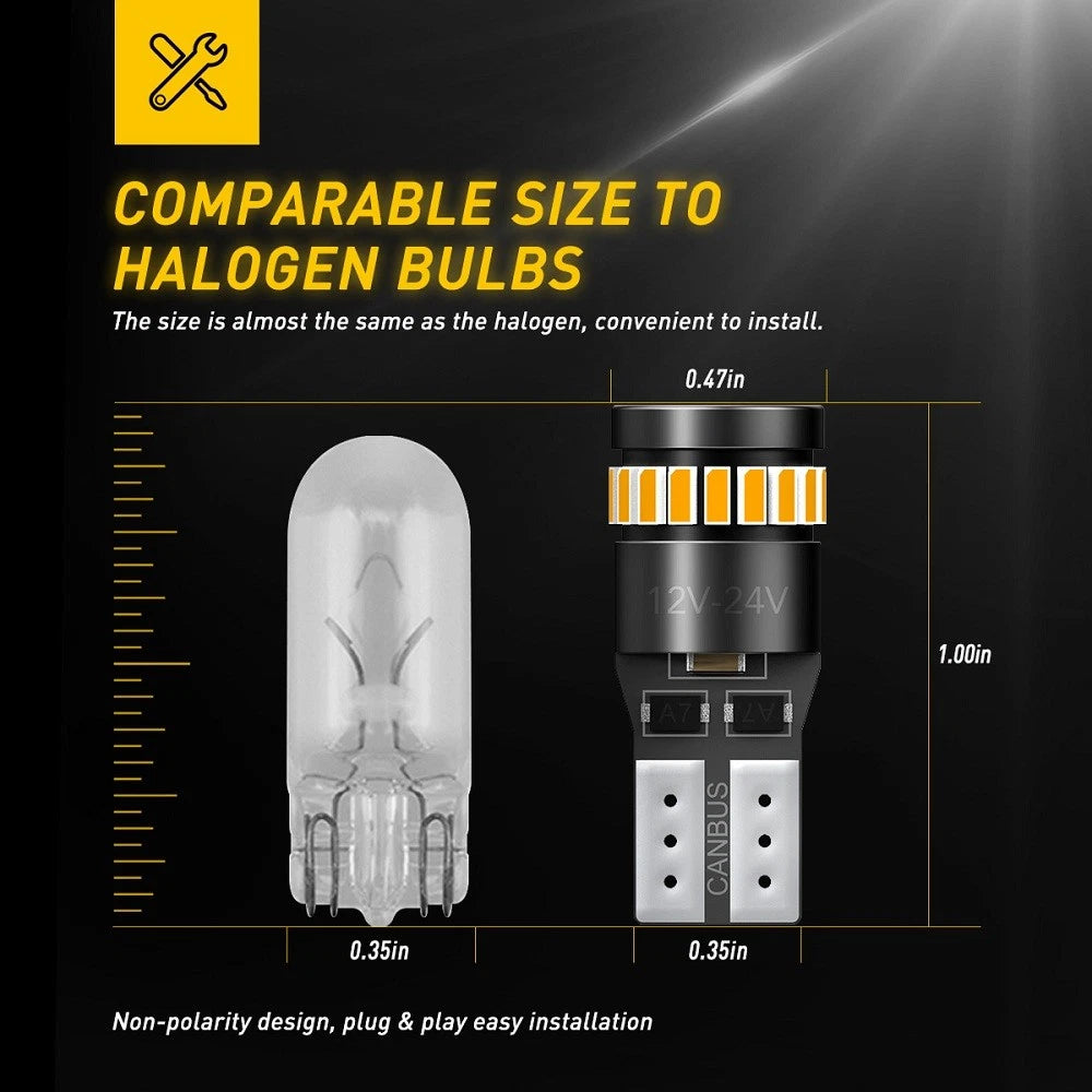 2/10x T10 168 175 Car Bulb LED Canbus AMBER RED WHITE Side Light Bulbs Globe AU