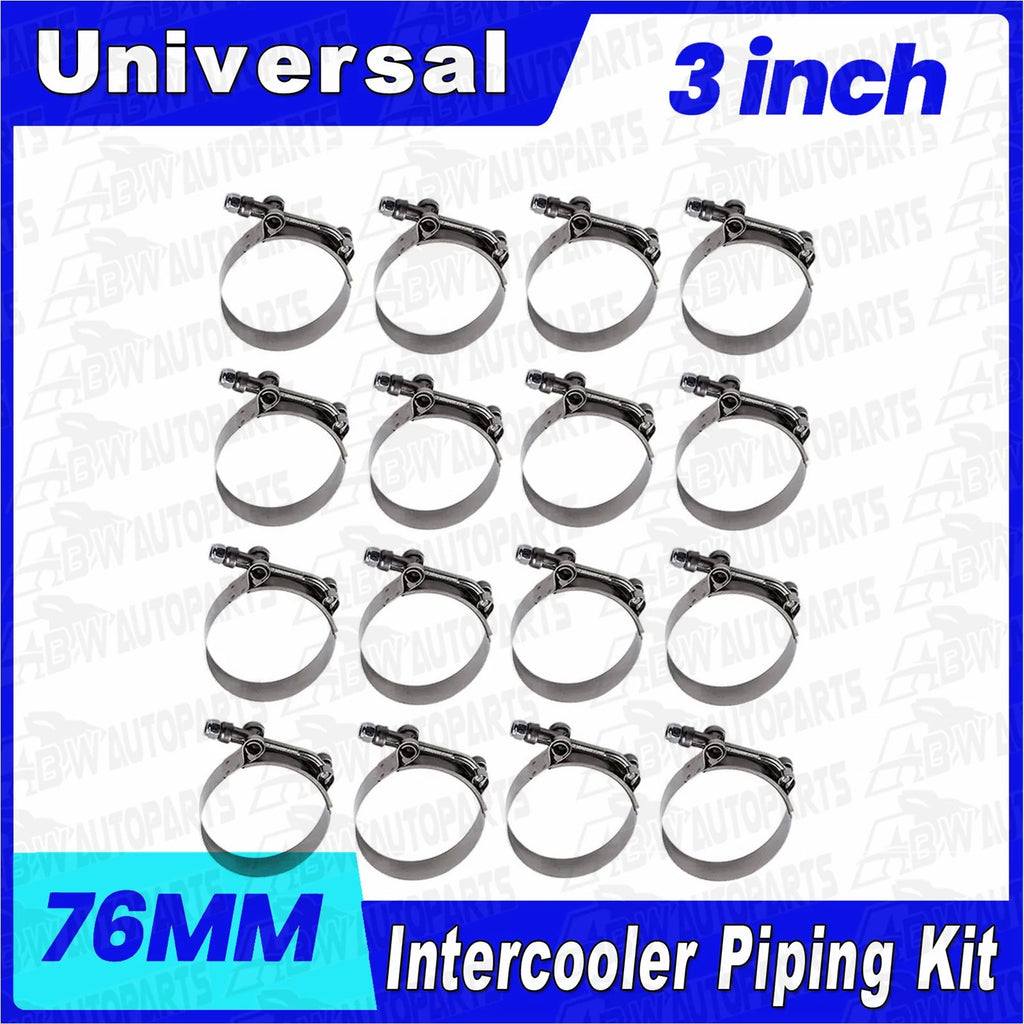 3" Inch 76mm Aluminum Universal Intercooler Turbo Piping Pipe & Blue Hose Kit AU