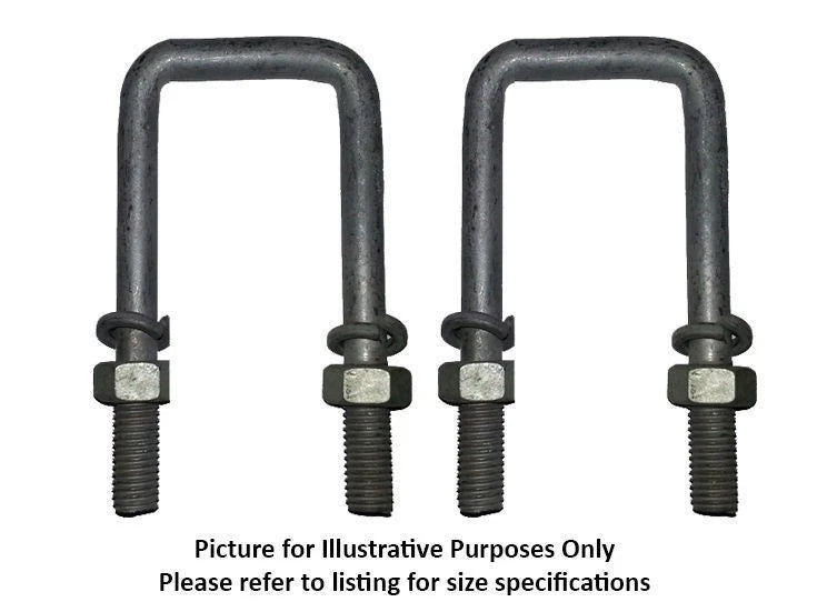 U Bolts 100mm SQUARE x 3" Galvanised ONE PAIR Boat Trailer Spring Washers Nuts